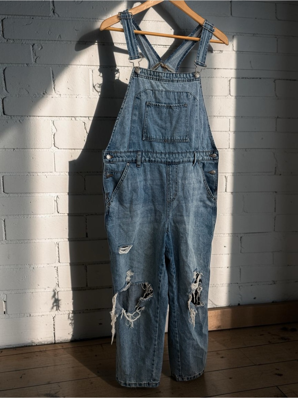 wild fable Distressed Blue Denim Overalls - Picture 3 of 8